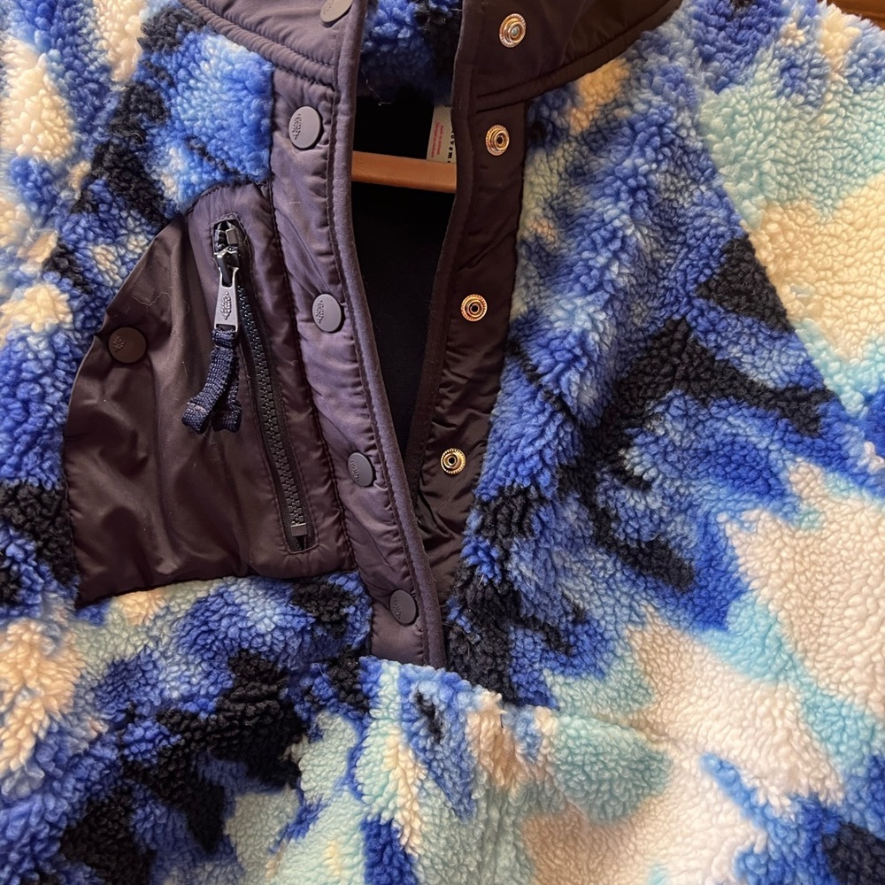 FP Movement by Free People Blue & White Tie-Dye Sherpa Pullover - Picture 2 of 3